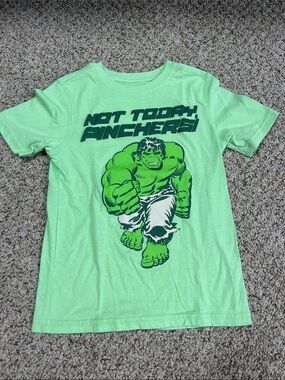 🍀6/$20 Marvel Kids Green Hulk Graphic Tee - 'Not Today, Pinchers!'